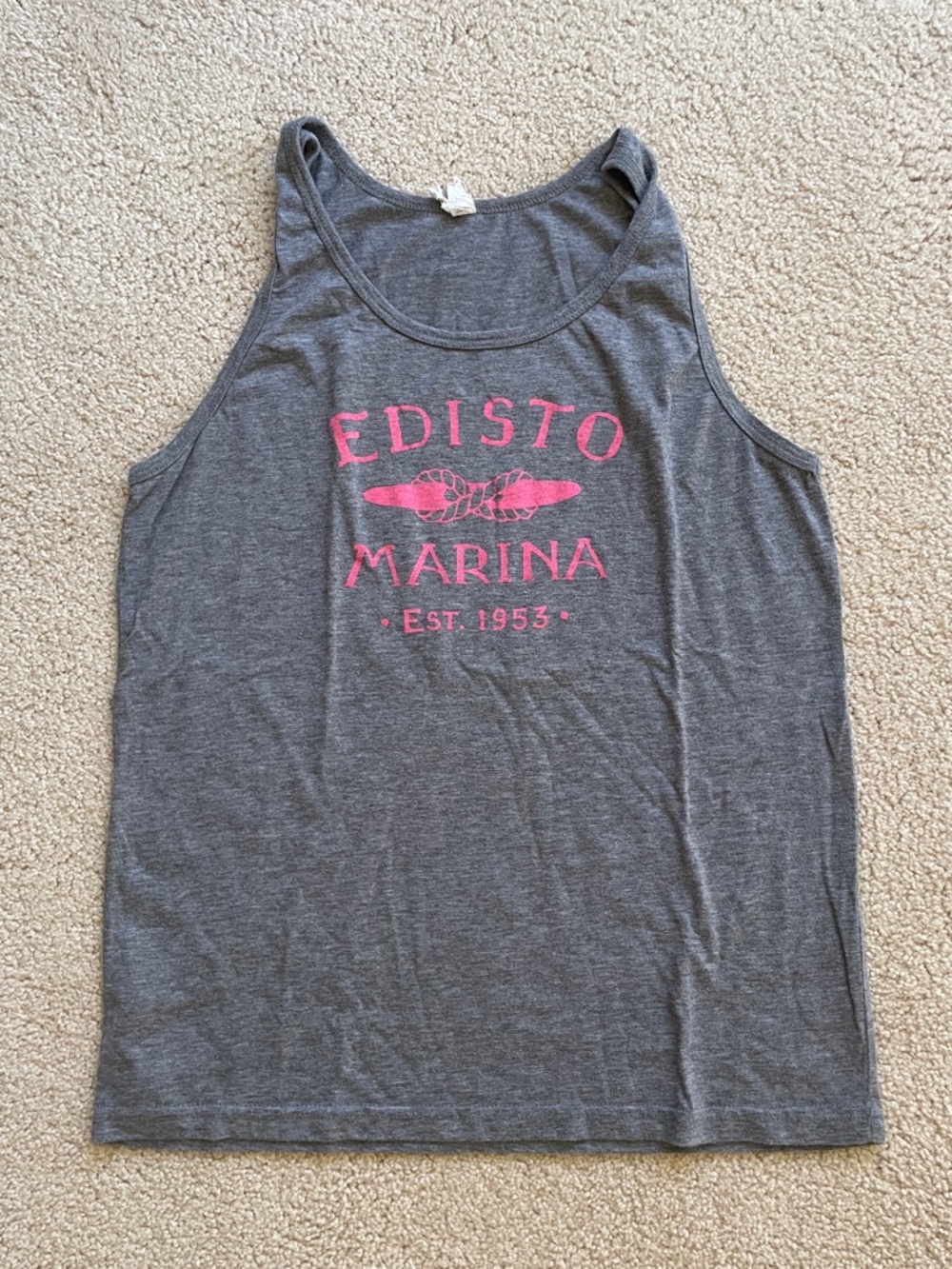 Gray Tank with Pink Edisto Marina Print Canvas Brand size small